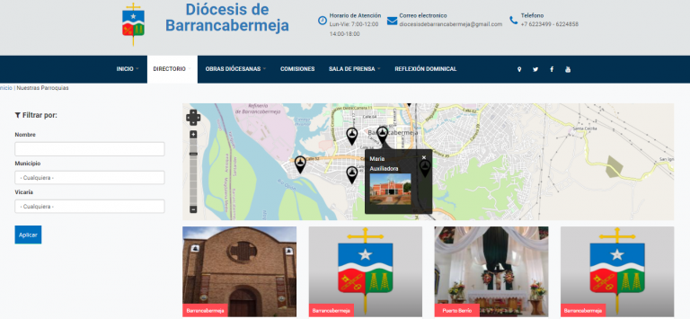 Buscador de parroquias - web diócesis Barrancabermeja 